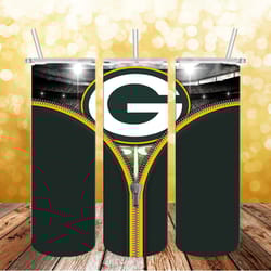 Green Bay Packers Zipper Tumbler wrap, Sport tumbler, Straight Design 20oz Skinny Tumbler, PNG File Download