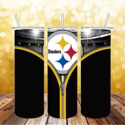 Pittsburgh Steelers Zipper Tumbler wrap, Sport tumbler, Straight Design 20oz Skinny Tumbler, PNG File Download