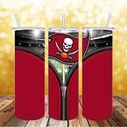 Tampa Bay Buccaneers Zipper Tumbler wrap, Sport tumbler, Straight Design 20oz Skinny Tumbler, PNG File Download