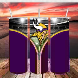 Minnesota Vikings Zipper Tumbler wrap, Sport tumbler, Straight Design 20oz Skinny Tumbler, PNG File Download