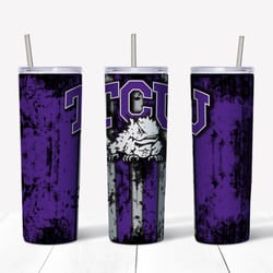 TCU Grunge Tumbler PNG, Sports Tumbler Design, Straight Design 20oz Skinny Tumbler, Instant download