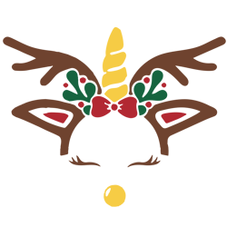 Christmas Reindeer Unicorn Crown Svg, Unicorn head Svg, Unicorn Face Christmas Svg, Christmas Svg, Digital download