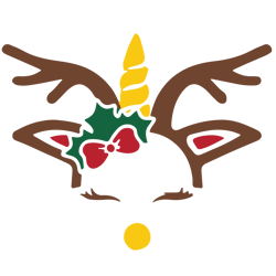Christmas Reindeer Unicorn Crown Svg, Unicorn head Svg, Unicorn Face Christmas Svg, Christmas Svg, Digital download-1