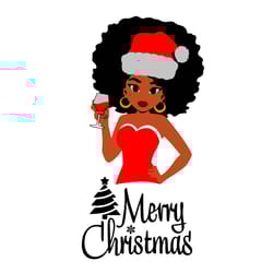 merry christmas svg, black girl christmas svg, afro woman christmas svg digital download-3