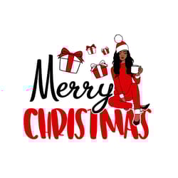 black girl christmas svg, merry christmas png, afro woman christmas svg, digital download-8