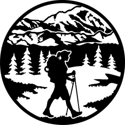 mountain scene female hiker svg, hiking svg, camping svg, cricut file, instant download