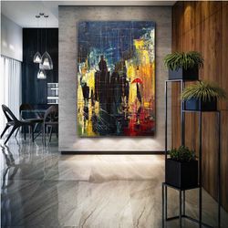 abstract wall art, city canvas art, living room wall decor, roll up canvas, stretched canvas art, framed wall art painti