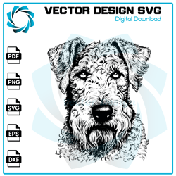 airedale terrier svg, dog svg, vector, svg, digital files.