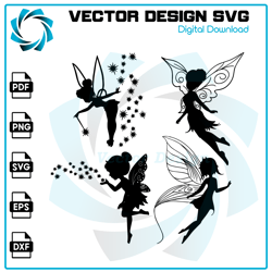 fairy svg bundle, fairy silhouette svg, tinkerbell svg, princess svg, fairy clipart, flying fairy png, svg, fairy decal