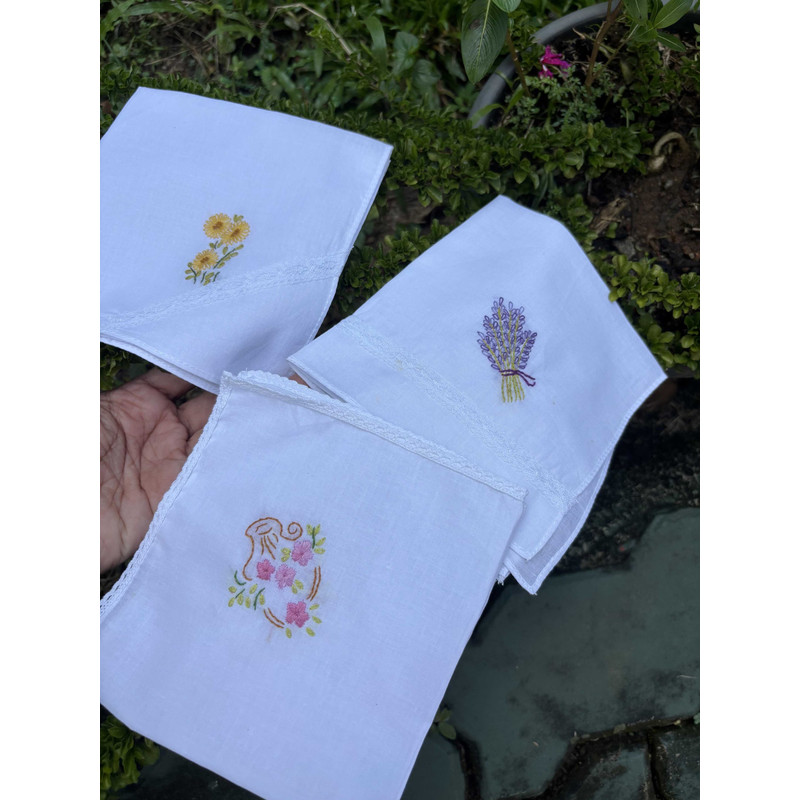 Set Of 3 Hand Embroidered Handkerchiefs 4