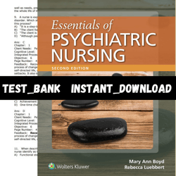 Test Bank for Essentials of Psychiatric Nursing 2nd Edition by Boyd PDF | Instant Download | All Chapters Included