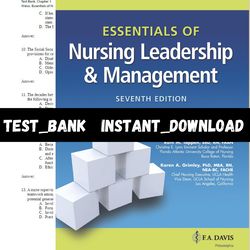 Test Bank for Essentials of Nursing Leadership and Management, 7th Edition Weiss PDF | Instant Download | All Chapters I