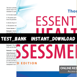 Test Bank for Essential Health Assessment 2nd Edition Thompson PDF | Instant Download | All Chapters Included