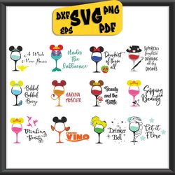 disney wine glass svg bundle, disney princess wine glass svg bundle, princess wine glass svg, princess wine glass clipar