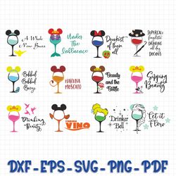 disney wine glass svg bundle, disney princess wine glass svg bundle, princess wine glass svg, princess wine glass