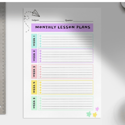 Teacher Monthly lesson Plans in Pastel Doodle illustration Style