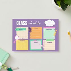 Purple Colorful Playful Illustrative Cute Class Schedule