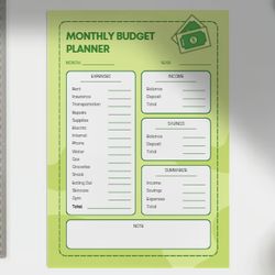 Minimalist illustrative Monthly budget Planner