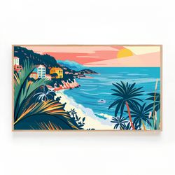 Samsung Frame TV Art Abstract, French Riviera Minimalist Digital Art for Frame TV, Digital Download
