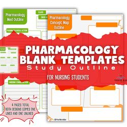Pharmacology Note Taking Template, Nursing Notes, Pharmacology Concept Maps and Study Sheets 4 pages