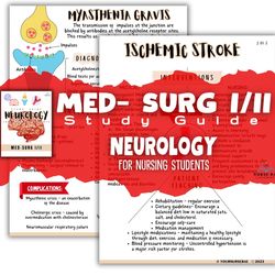 Neuro Study Guide, Nursing Med Surg I/II Neuro Bundle for Nursing Students Neurology Study Guide, Nursing School, Nursin