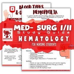 Hematology Study Guide, Nursing Med-Surg I/II Hematology Bundle for Nursing Students, Nursing School, Nursing Notes Temp