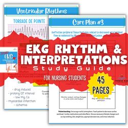 EKG Study Guide for Nursing Students BLS/ACLS Rhythms, Interventions, Patient Teaching. Nursing School & EkG for Paramed