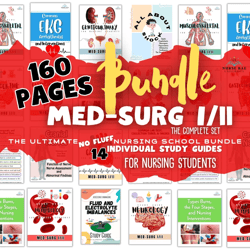 Med Surg Study Guide, Nursing Notes and Study Sheets, Med Surg Bundle for Nursing School ed. 2024