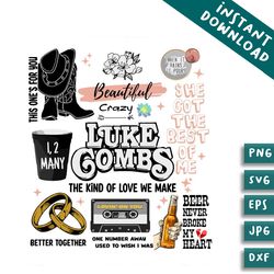 luke combs world tour combs bullhead svg bundles
