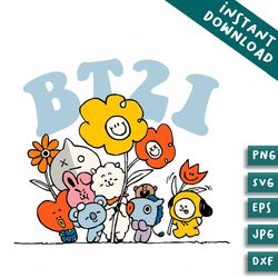 vintage bts bt21 flower kpop band svg bundles design