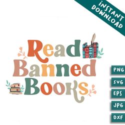 retro read banned books book lover svg bundles