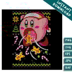 cute pink kirby and cookie png sublimation download