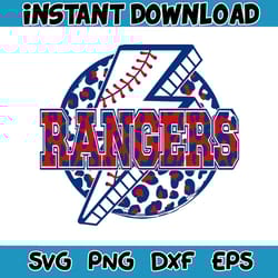 lightning leopard baseball rangers svg digital