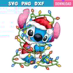 retro lilo and stitch christmas lights png