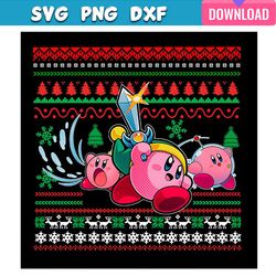 funny pink game kirby christmas png sublimation