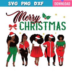 merry christmas afro messy bun black girl svg bundle