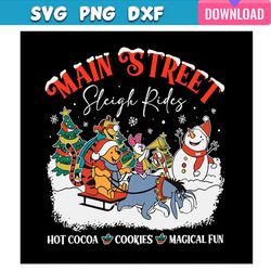 winnie the pooh main street sleigh rides christmas svg bundle