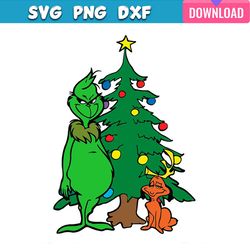grinch and max christmas tree svg bundle