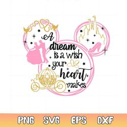 disney cinderella princes a dream is a wish your heart makes svg