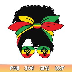 black girl messy bun svg happy juneteenth file