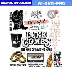 luke combs world tour combs bullhead svg bundle file