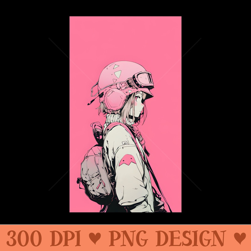 Pink Manga Anime Girl in Shonen Japanese Aesthetic - PNG Art Files - Download immediately