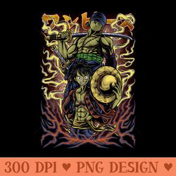 zoro and luffy one piece tshirt - digital png downloads