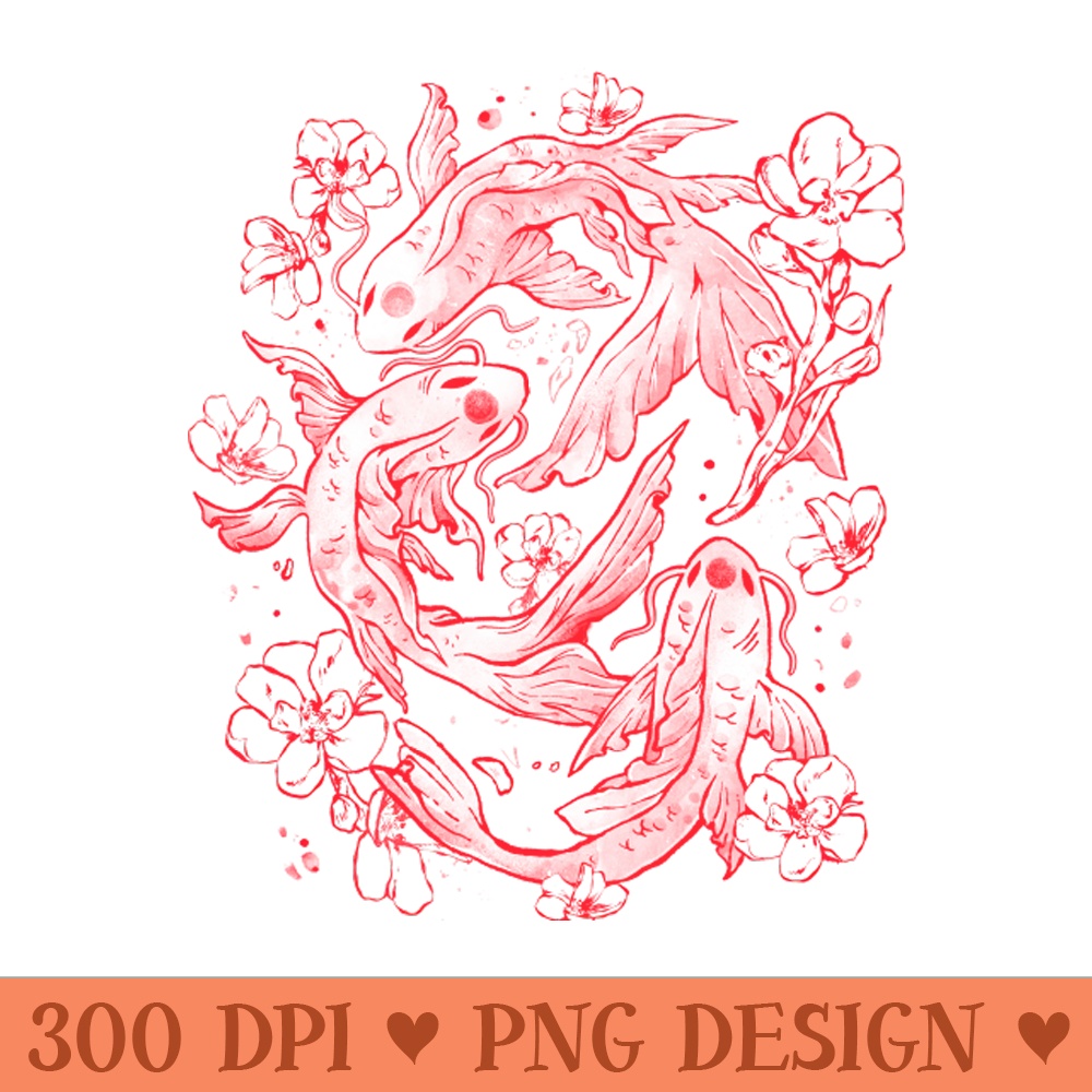 Red Koi Aesthetic Oriental Koi Fish - Sublimation backgrounds PNG - Instant Download