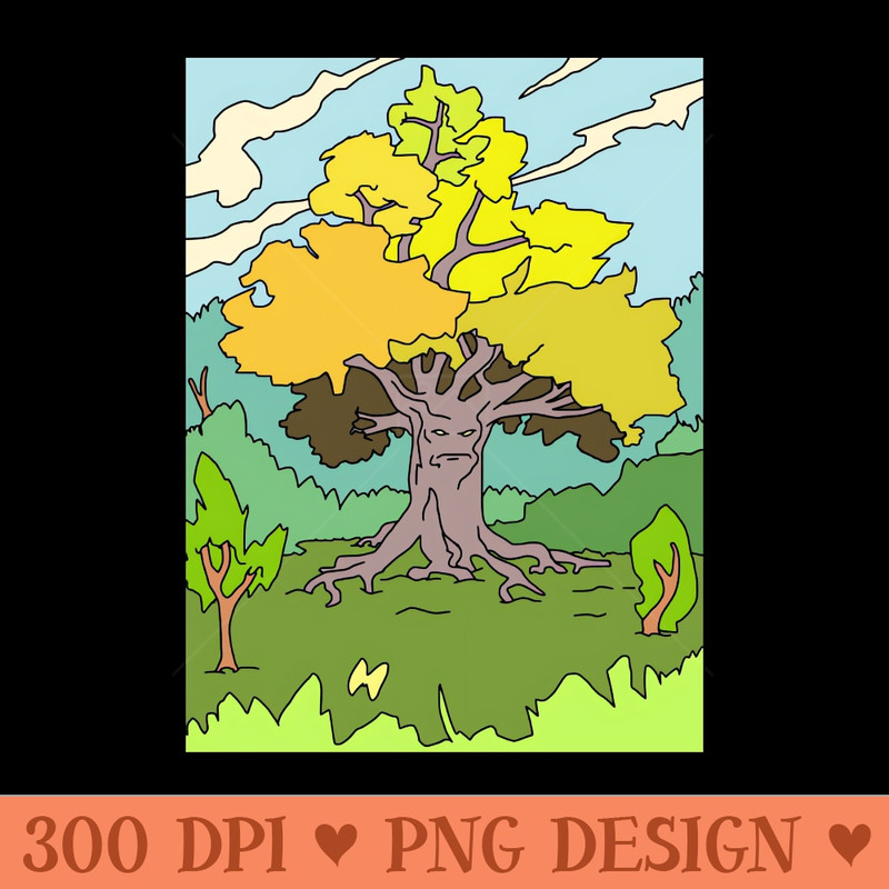 Grumpy Treant in the Enchanted Forest Fantasy Art - Printable PNG Graphics - Fast download