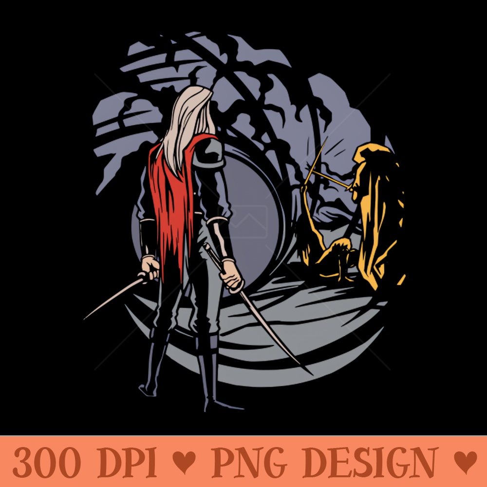 Knight Warrior Anime Style Dark Adventure - Modern PNG designs - Instant download