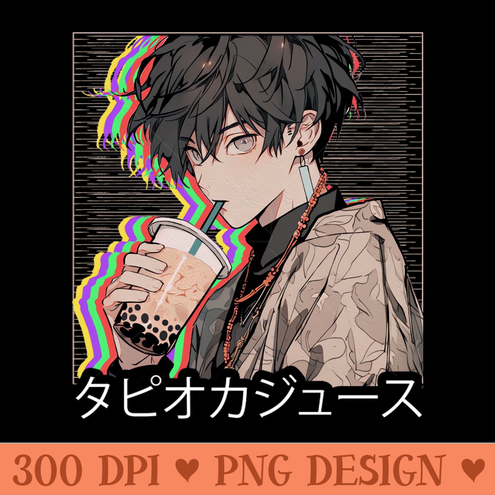 Anime Boba Male Drink - Sublimation printables PNG download - Fast download