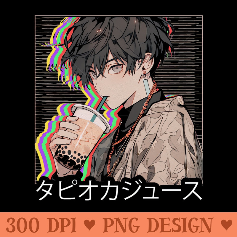 Anime Boba Male Drink - Sublimation printables PNG download - Fast download