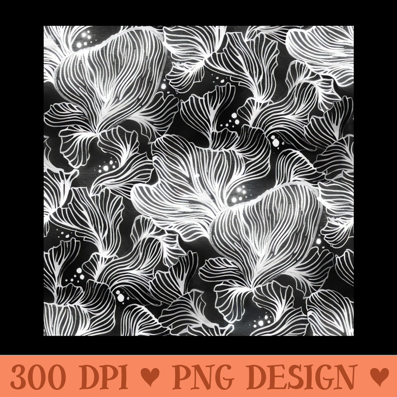Black and White Shibori Corals - PNG Graphics Download - Download right away