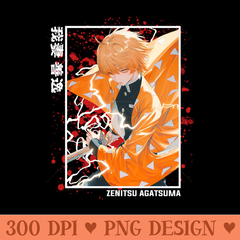 Zenitsu Agatsuma Demon Slayer - Transparent PNG download - Instant Download